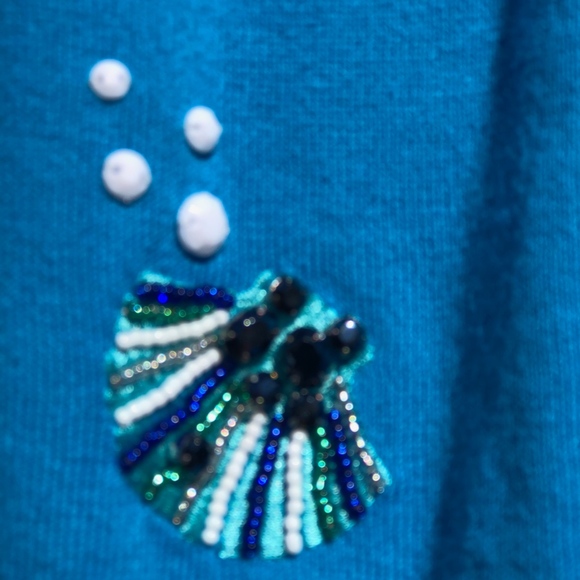 TALBOT Cotton Sweater w/ Seashell Appliques - Picture 2 of 6